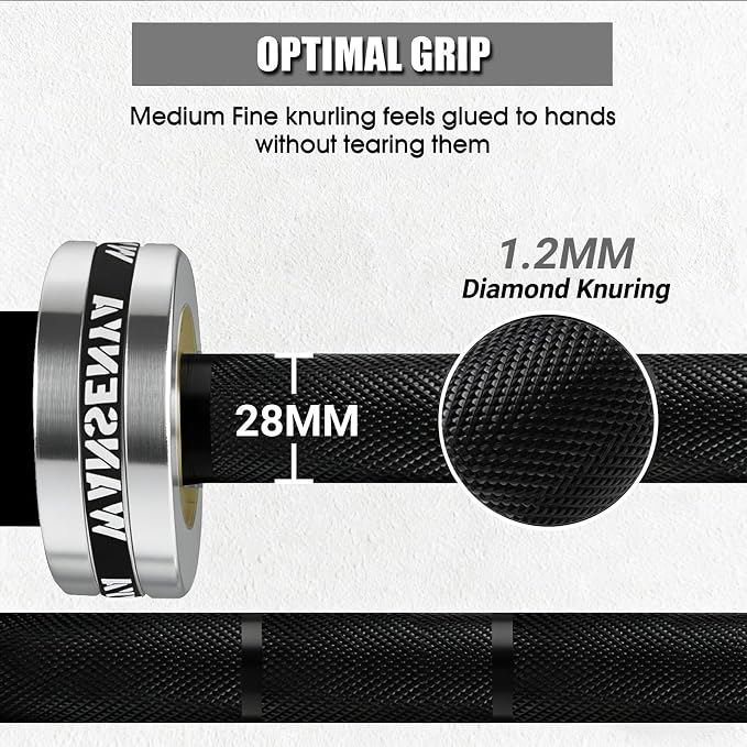 7FT Olympic Barbell 45lb,28MM 2 Inch Olympic Bar for No. 45 Steel,Olympic Weight Bars for Lifting,CrossFit,Bench Press,Deadlift,Squats,Strength Training bars