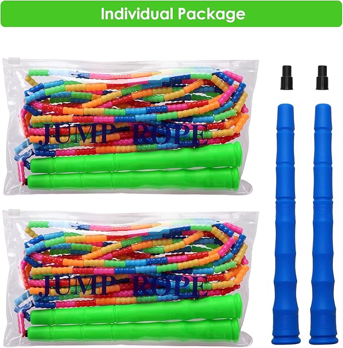 Double Dutch Jump Rope Long Jump Rope 16 FT 1 Pack/2 Pack, Adjustable Soft Beaded Diy Jump Rope for Kids Adult Long Enough for 5-6 Jumpers
