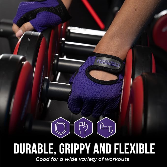 Contraband Pink Label 5307 Womens Designer Workout Gloves | Low Sweat Diamond Mesh Fabric w/Grip-Lock™ Silicone Palm