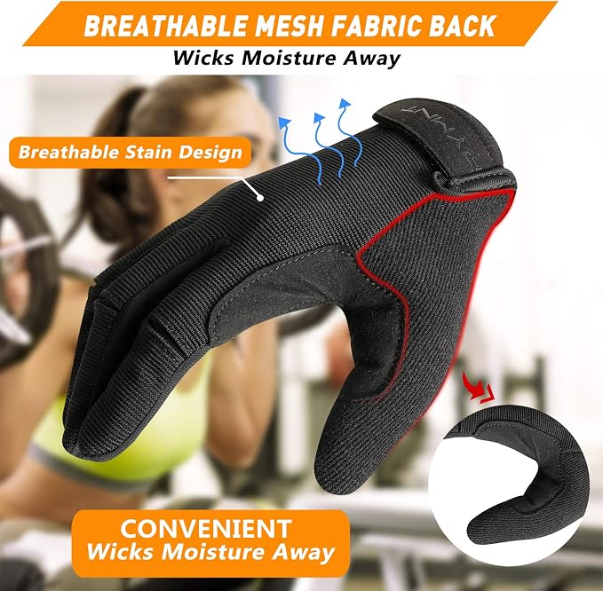 Full Finger Workout Gloves for Men Women, Weight Lifting Gloves Foam Padded | Full Hand Coverage Grip Gym Gloves for Weightlifting, Exercise, Fitness, Training, Cycling, Tactical, Touch Screen, Anti-Slip