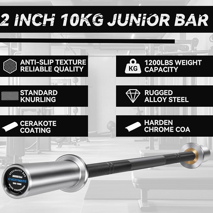 EVERYMATE 5LB Mini Barbell Bar Beginner Women Kid Barbell Total Body Workout Weighted Bar,for Strength Training, for Youth Children New Weightlifting
