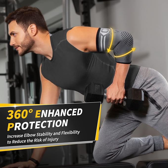 CAMBIVO 2 Pack Elbow Brace Compression Sleeve, Tennis & Golfer's Elbow | Breathable 3D Knit, Moisture-Wicking, No Straps or Velcro, Epicondylitis, Tendonitis & Arthritis Relief, All-Day Wear