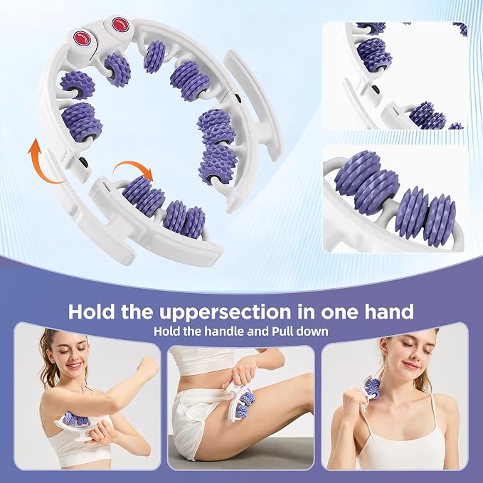 Cellulite Massage Tool, Anti-Cellulite Roller- Lymphatic Drainage Massager - Muscle Roller, Deep Fascia Massage, Dimpled Skin Removal, Legs/Thighs/Buttocks (15 Wheel - Purple)