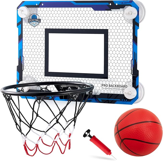 Indoor Mini Basketball Hoops with Powerful Suction Cups for Window and Wall | Wall Mounted Basketball Hoops, Basketball Backboard for Bedroom Office Dorm Room, Outdoor Toy Gifts for Kids and Adults