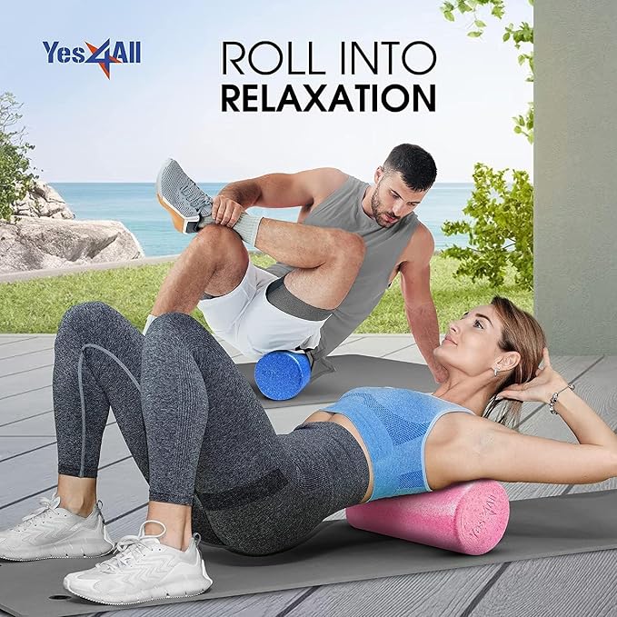Yes4All Foam Roller, EPP High-Density Material, High Firmness Level, Back Roller for Athlete & Professional, Suitable for Back, Stretching, & Pilates, 12/18/24/36 inch - Black, 12 in