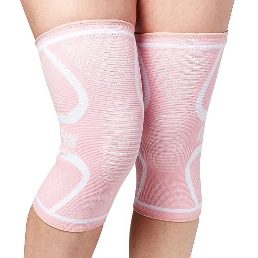 RiptGear Knee Compression Sleeve Women - Knee Support and Compression Knee Brace for Women Working Out For Pain, Running (Small, Pink (2 Pack))