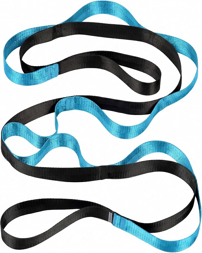 Acozycoo Stretching Strap with Loops for Physical Therapy,Yoga Strap for Stretching,Home Workout,Pilate & Flexibility Training,Non-Elastic Exercise Stretch Band for Hamstring,Leg Stretcher Belt,Flexibility Fascia