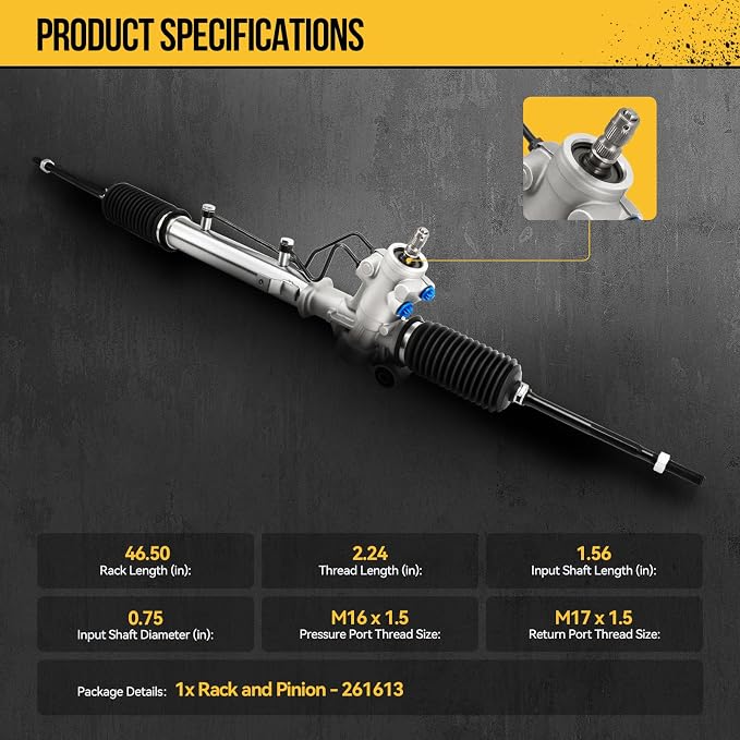 KAC Hydraulic Power Steering Rack and Pinion Assembly Compatible with Toyota 1998-2000 RAV4 2.0L, 1996-1997 RAV4 All Models Replace# 261613