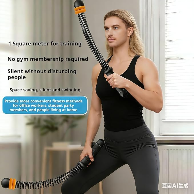 Ropeless Battle Ropes for Home Gym: 2PCS Upgraded Weighted Portable Cordless Battle Ropes for Strength Building, Workout, HIIT and Low-Impact Aerobic Training for Men & Women, Black 2