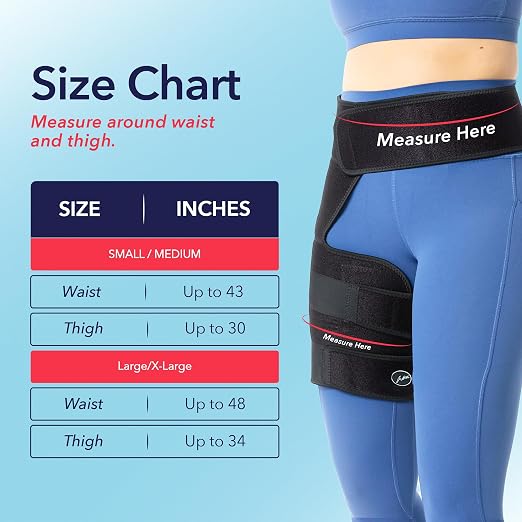 Dr. Arthritis Hip Brace, Adjustable Sciatic Nerve Brace & Stabilizer for Pulled Muscles & Injury Recovery, Hamstring Compression Sleeve Support, Sciatica Pain Relief Devices for Men & Women (BLK, S/M)