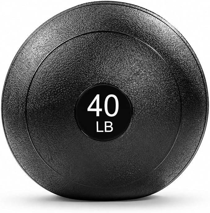 Sunny Health & Fitness Slam Medicine Ball - Sand-Filled, No-Bounce | 10-50LB, Sand-Filled, No-Bounce Core, Treaded Rubber Grip, Durable Flexible Shell, Full-Body Training, High-impact