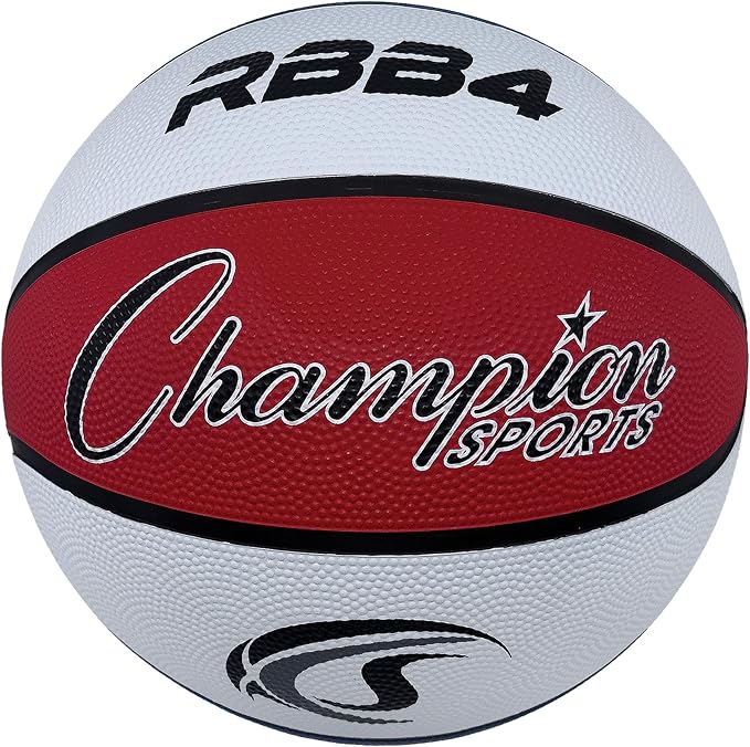Champion Sports Rubber Basketballs – Durable Indoor & Outdoor Training & Recreational Game Balls, Multiple Sizes & Colors
