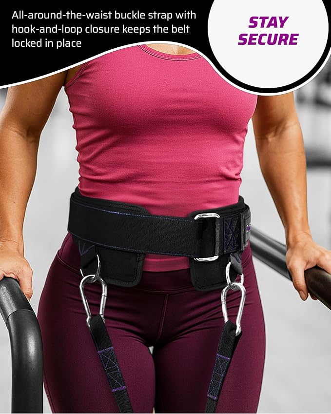 THEFITGUY Women’s Dip Belt for Weighted Dips, Pull-Ups & Belt Squats | Contoured no-pinch dip belt for women’s hips and smaller waists, with buckle closure, 2 straps, and metal hooks