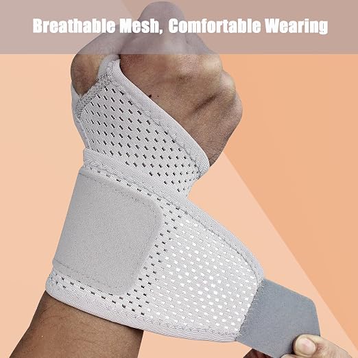 2 Pack Ultra-Thin Mesh Wrist Brace - Breathable Compression Wrist Support for Workouts & Daily Use - Adjustable Wrist Strap - Unisex Wrist Brace for Pain Relief, Tendonitis, Carpal Tunnel (Gray)