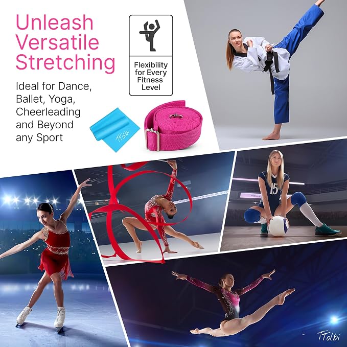 Leg Stretcher Strap with Door Anchor and Resistance Band, Splits Trainer | Home Flexibility Trainer for Splits, Ballet, Dance, Cheer, Yoga, Gymnastics, Pole and Taekwondo, Kids to Adults, All Levels