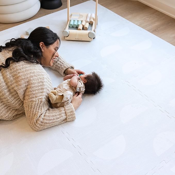 Little Landings Baby Play Mat for Floor - Aura Pearl (6x6ft) - Premium EVA Foam Play Mat for Babies & Toddlers (Ages 0-5+) Non-Toxic Playmat for Tummy Time, Crawling & Playroom - Stylish & Comfortable