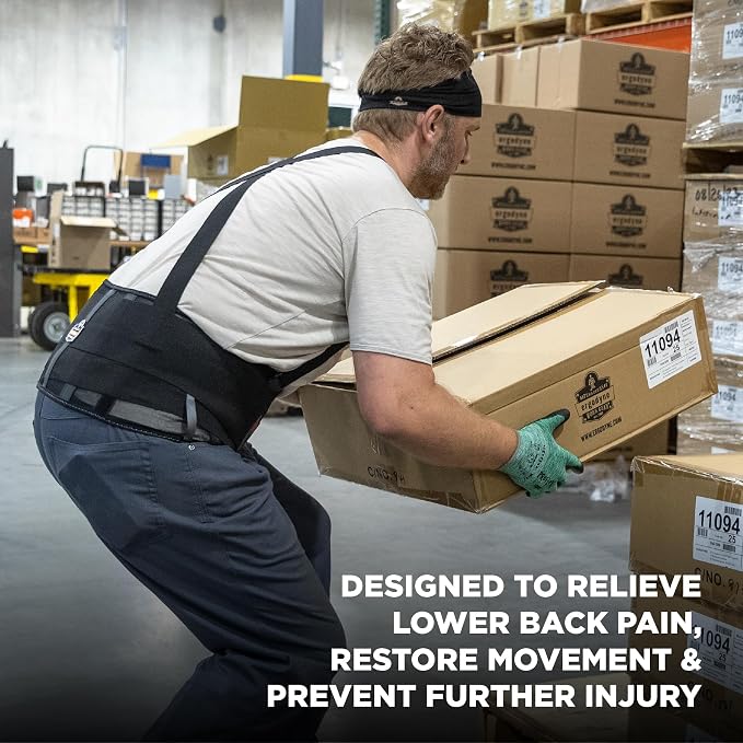 Ergodyne ProFlex 1100SF Back Support Brace, 8" Spandex Belt, Patented Stays Provide Added Support, 4XL