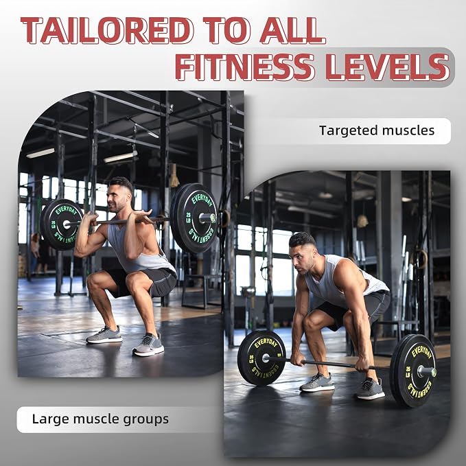 Fitvids 2-Inch Olympic Bumper Plates, Perfect Weight Plates for Weightlifting and Strength Training, Multiple Weights Available