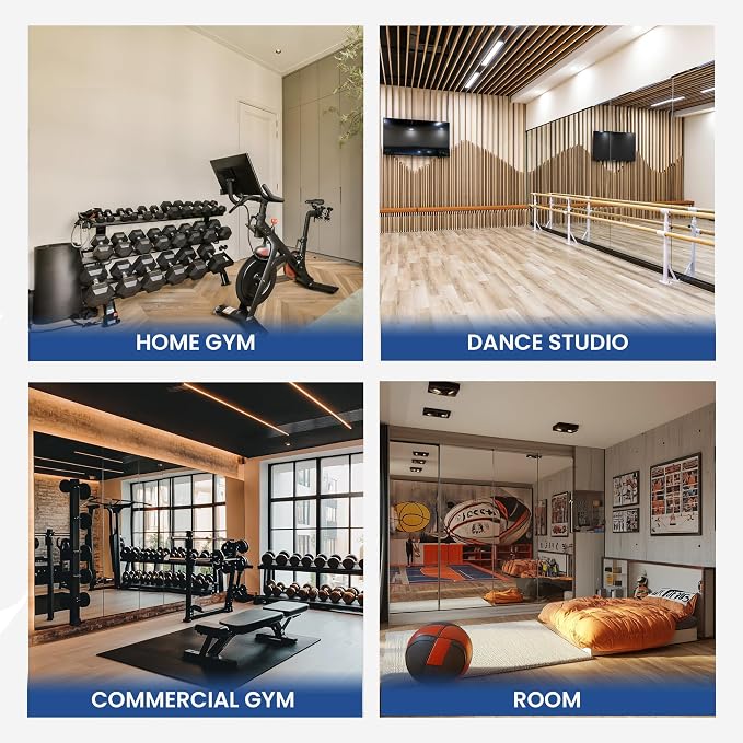 Tempered Home Gym Mirror 72"x36" - 1/4" Thick Body Large Wall Mirror Full Length for Bedroom, Garage, Bathroom - Frameless, HD Ultra Clear 72"x36"