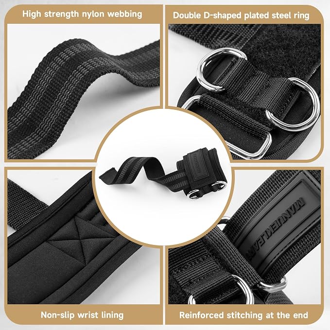 M MANUEKLEAR Wrist Straps for Weightlifting, Gym Lifting Straps with D Rings for Cable Machine,Weight Lifting Wrist Wraps for Men Women