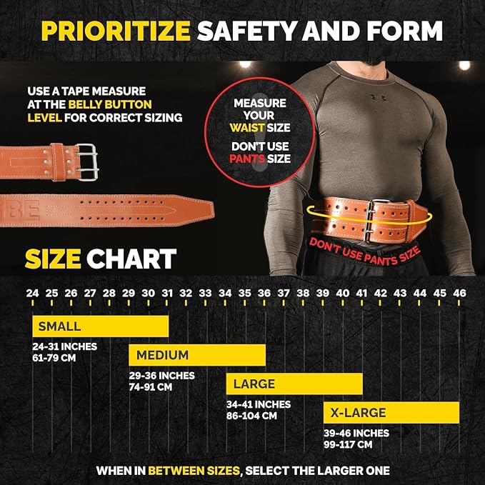 5mm Genuine Leather Weight Lifting Belt for Squats and Deadlifts | 4-inch lumbar support, two-prong buckle, double-layer construction, comfortable adjustable fit for heavy lifts