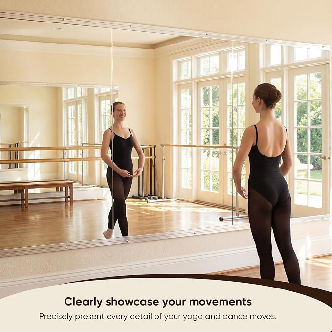 Antok Home Gym Mirror 80"x40" 2PCS, Large Full Length Wall Mounted Mirrors, Frameless Tempered Glass Full Body Mirror for Gym Yoga Dance Studio Garage Bedroom & Bathroom