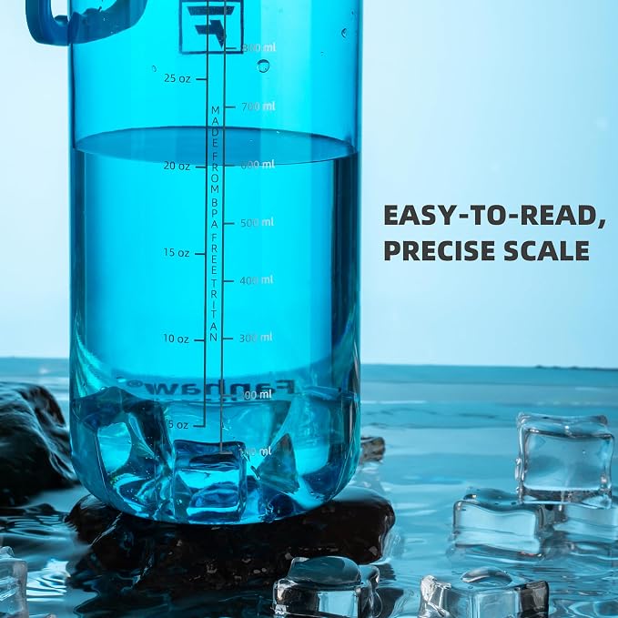 Fanhaw 32 oz Clear BPA-Free Tritan Water Bottle with Fast-Flow Spout Lid, BPA-Free & Leak-Proof Wide-Mouth Reusable Bottle for Gym, School & Office, Back to School Essentials (Classic Blue)