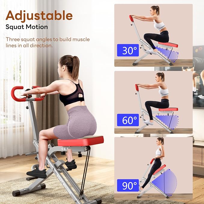 SogesPower Squat Machine for Home Gym, with Adjustable Resistance | Squat Rowing Machine with Optional Full Motion, Squat Assist Trainer for Glutes & Legs Workout, Space-saving,330lbs