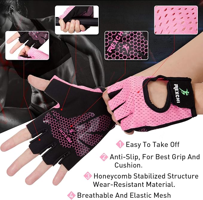 Geyoga 2 Pairs Workout Gloves Adjustable Weight Lifting Gym Exercise Training Breathable Workout Gloves with Full Palm Protection for Men and Women Fitness, Biking, Pull up