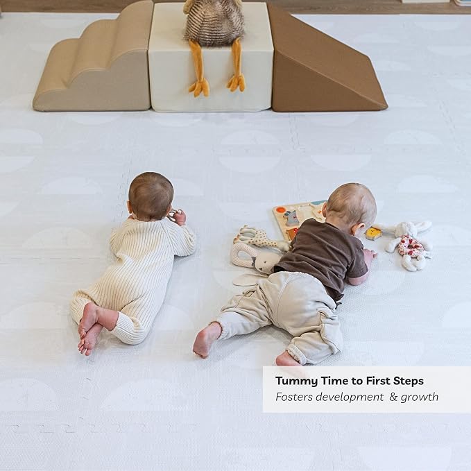 Little Landings Baby Play Mat for Floor - Aura Pearl (6x8ft) - Premium EVA Foam Play Mat for Babies & Toddlers (Ages 0-5+) Non-Toxic Playmat for Tummy Time, Crawling & Playroom - Stylish & Comfortable