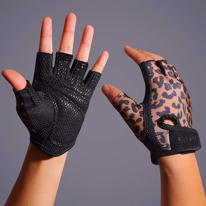Workout Gloves for Women Men, Weight Lifting Gloves Padded, Full Palm Grip | Gym Grip Gloves for Weightlifting, Rowing, Exercise, Cycling, Dumbbells, Kettlebells, Home Work Out Equipment, Half-finger