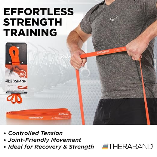 THERABAND High Resistance Band, Exercise, Physical Therapy, 15 lb, Red | Elastic resistance band for exercise, strength training, stretching and physical therapy - ideal for home workouts