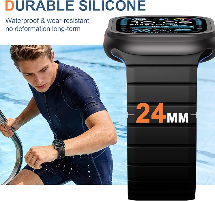 SNBLK Magnetic Band Compatible with Apple Watch Bands for Men 44mm 45mm 46mm 49mm 42mm 41mm 40mm 38mm Women, Secure Silicone Sport Loop Magnet Strap for iWatch Ultra 3 2 1 SE Series 11 10 9 8 7 6 5 4