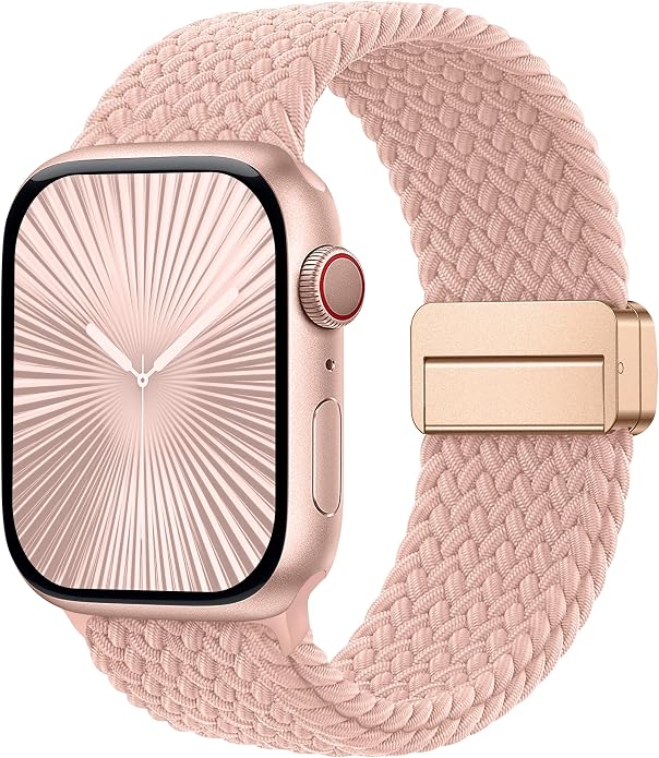Laffav Braided Stretchy Band Compatible with Apple Watch Bands 42mm 40mm 41mm 38mm 44mm 45mm 46mm 49mm for Women Men, Magnetic Nylon Solo Loop Sport Strap for iWatch Series 11 10 9 8 7 6 5 4 SE Ultra