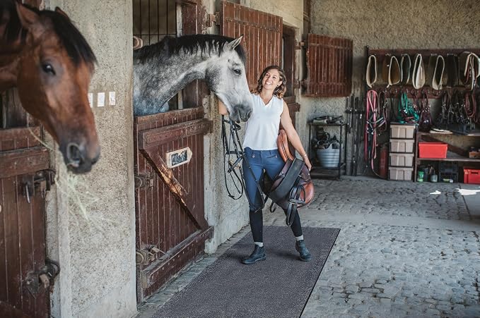 Heavy Duty Horse Stall Mats - Stable Mats, Durable 3/4 in. Thick Rubber Flooring - Solid Black - 3.5' x 6' Mat for Stables, and More - 42 in. x 72 in. Stall Mat