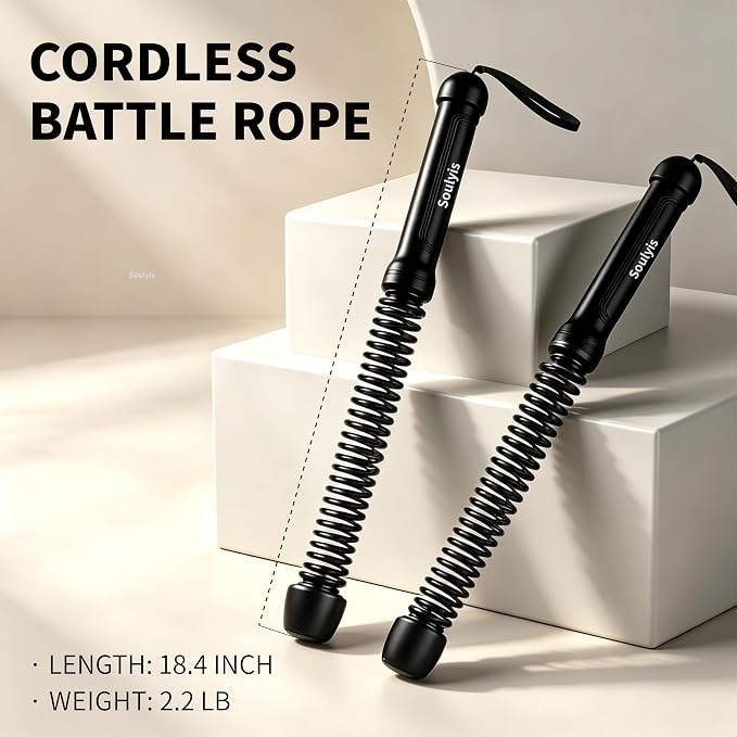Portable Cordless Battle Ropes – Ideal for Home Gym, Strength Training, Cardio Workouts & Low-Impact Exercise