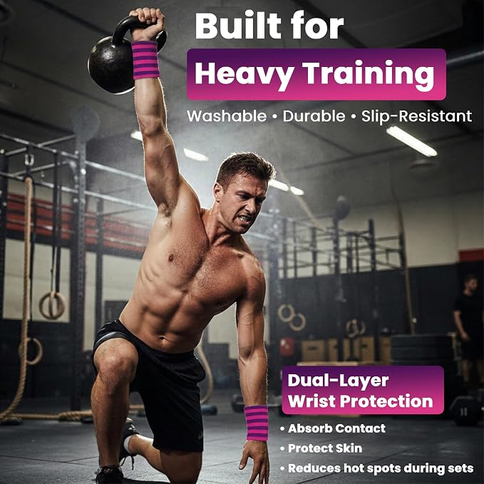 Kettlebell Wrist & Forearm Guards | Impact-Absorbing Wristbands for Kettlebell Training | Protects from Bruises | Breathable & Sweat-Wicking | Unisex Stretch Fit | One Size Fits All (Pair)