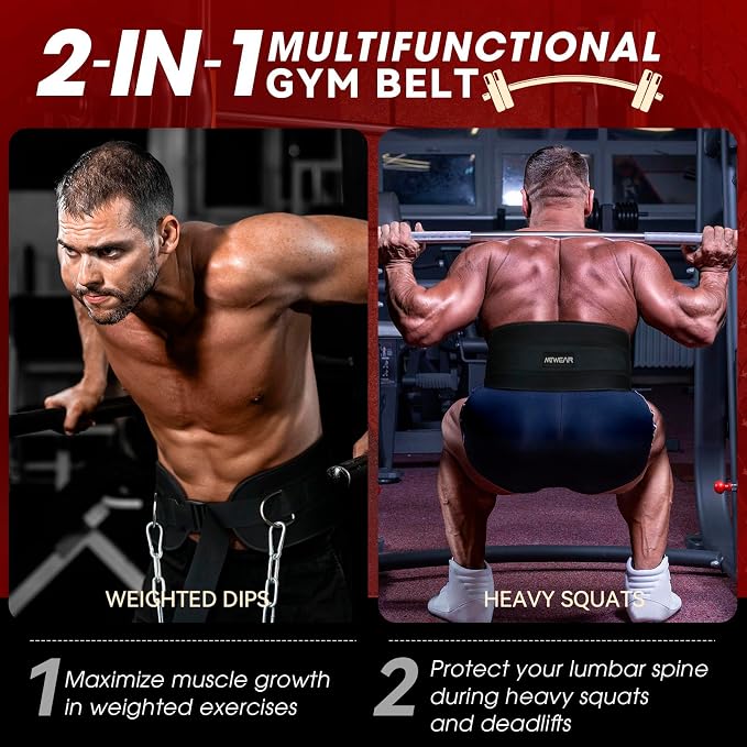 Dip Belt for Weightlifting, Weight Belt with Chain for Pullup, Weight Lifting Belt,Lifting Belt,Powerlifting Gym Belt for Pull Up, Squats, Powerlifting & Deadlift,Dip Belt,Capacity Up to 440 LBS,Waist Adjustable,Deadlifts & Added Weight Training