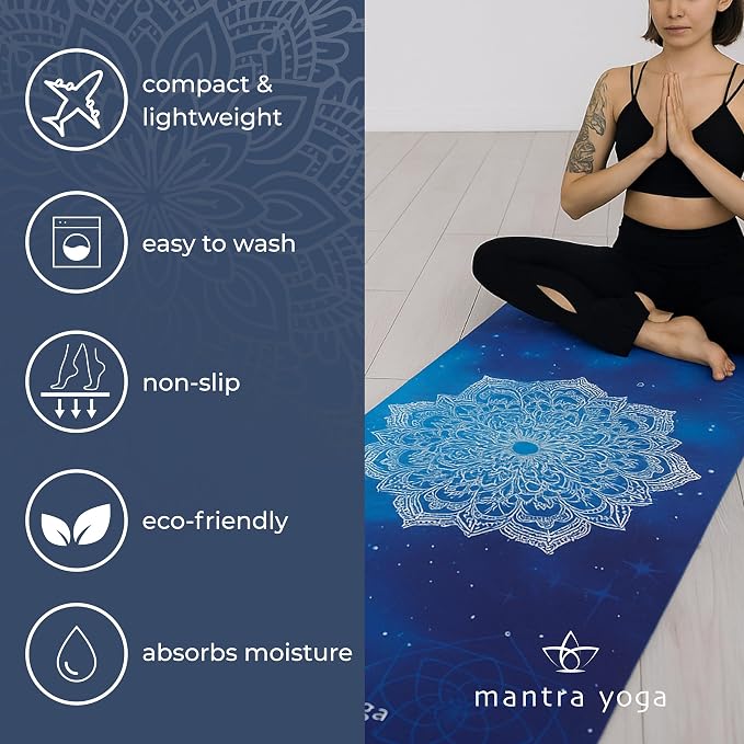 Mantra Yoga Travel PRO 1.5mm with Knee Pad - Foldable Fitness & Exercise Mat with Bag | Lightweight, Compact & Eco-Friendly | Non-Slip & Washable | For All Types of Yoga | 72" L x 24" W | 2.6 lbs