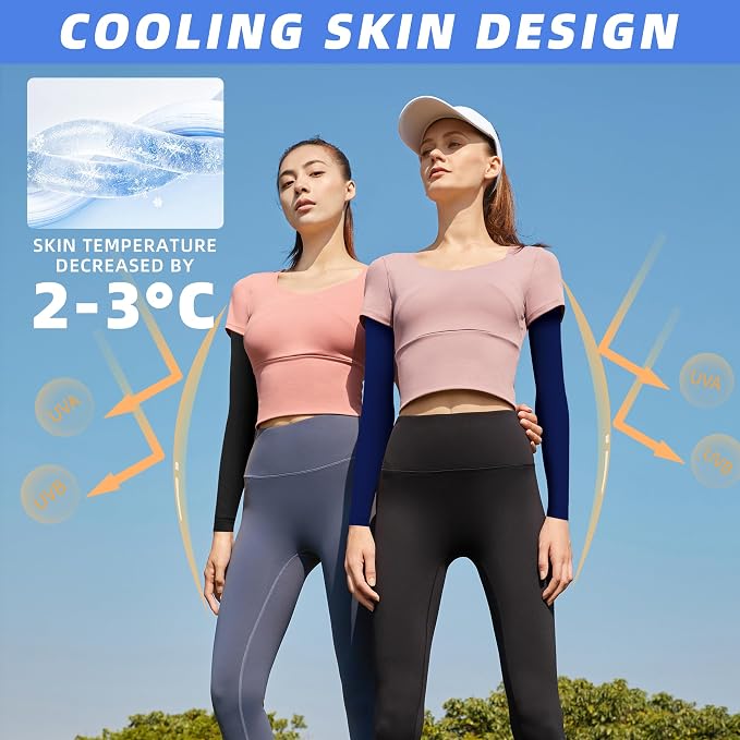 BHYTAKI UV Sun Protection Arm Sleeves, UPF 50 Sports Cooling Arm Compression Sleeves for Men Women Teenager