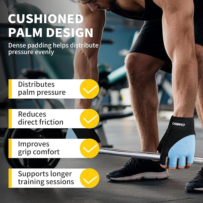 CAMBIVO Workout Gloves for Men & Women, Weight Lifting Gloves with Wrist Support, Non Slip Grip, Breathable Gym Gloves for Training, Crossfit, Pull Ups, Cycling, Fitness, Home