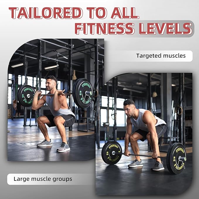 Fitvids 2-Inch Olympic Bumper Plates, Perfect Weight Plates for Weightlifting and Strength Training, Multiple Weights Available
