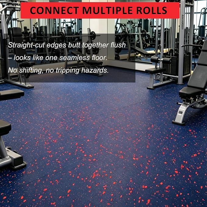 OrangeStar 4x10 FT Heavy Duty Rubber Gym Flooring | Non-Slip Shock Absorbing Garage Floor Mat for Home Gym, Basement, Workout Room, Playroom, Black & Red