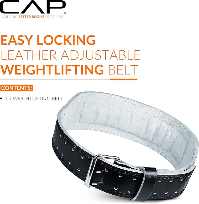 CAP Barbell Premium Leather Weightlifting Belt – Heavy-Duty Support for Squats, Deadlifts, and Core Stability