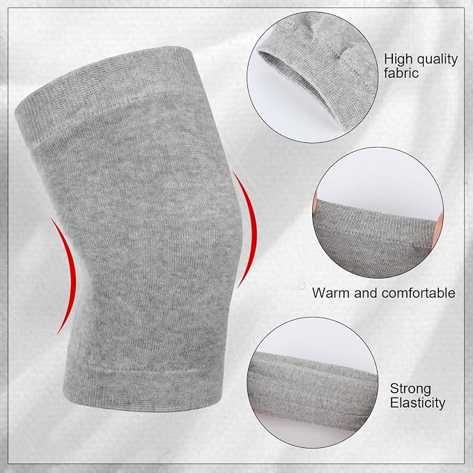 Geyoga 4 Pairs Knee Warmers for Women Men Breathable Leg Warmers Knee Brace Pad Leg Compression Sleeve for Cycling Running(Gray, Black,Medium)