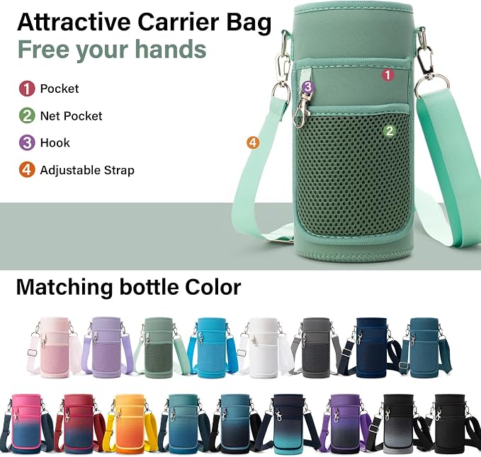 DYSANKY Insulated Water Bottle | Thickened Stainless Steel Vacuum Metal | Portable Sports Water Jug for Gym and Hiking with Straw, Carrier Bag, Handle Strap | BPA-Free 32 oz