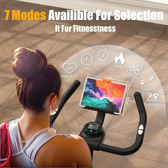 Cyclerade Exercise Bike, Low Noise Indoor Stationary Cycling Bike with APP Sports Data Link Adjustable Resistance With Flat Stand
