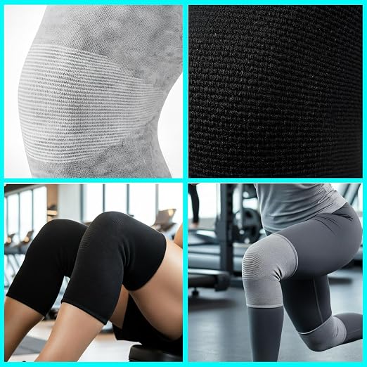 2 Pairs Bamboo Charcoal Compression Knee Sleeve (Gray+Black) (Large) | Bamboo charcoal polyester, Seamless design , Elastic support stabilizes joints. Relieves arthritis and knee pain