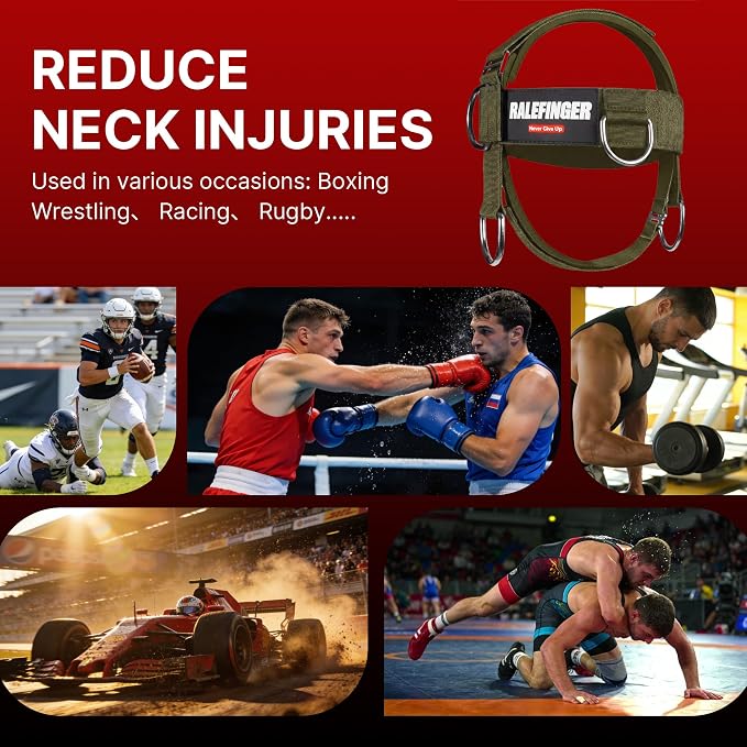 Neck Harness Trainer-Adjustable Neoprene Padded Neck Exerciser with 100cm Heavy Duty Rope & Carabiners