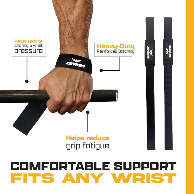 Workout Grips & Wrist Straps Set - Anti-Slip Silicone Hand Grips + Lifting Straps for Gym, Weightlifting, Pull-Ups, Deadlifts - Gloves Alternative (2 Grips + 2 Straps + Carry Case)